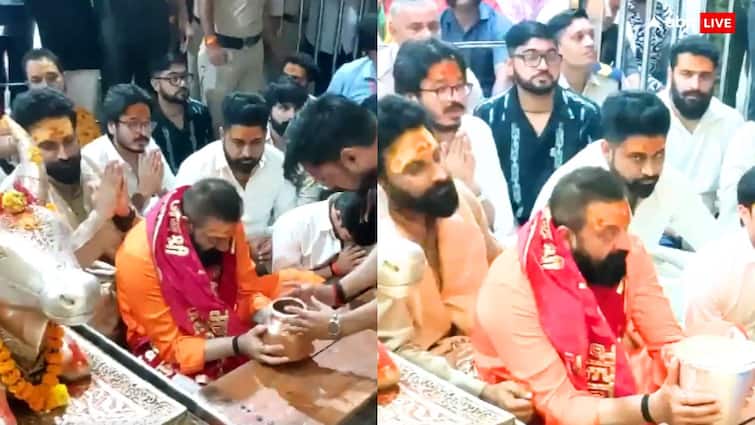 Sanjay Dutt Mahalakeshwar Temple: भगवा कुर्ता पहन उज्जैन के महाकालेश्वर मंदिर पहुंचे संजय दत्त, भस्म आरती में हुए शामिल