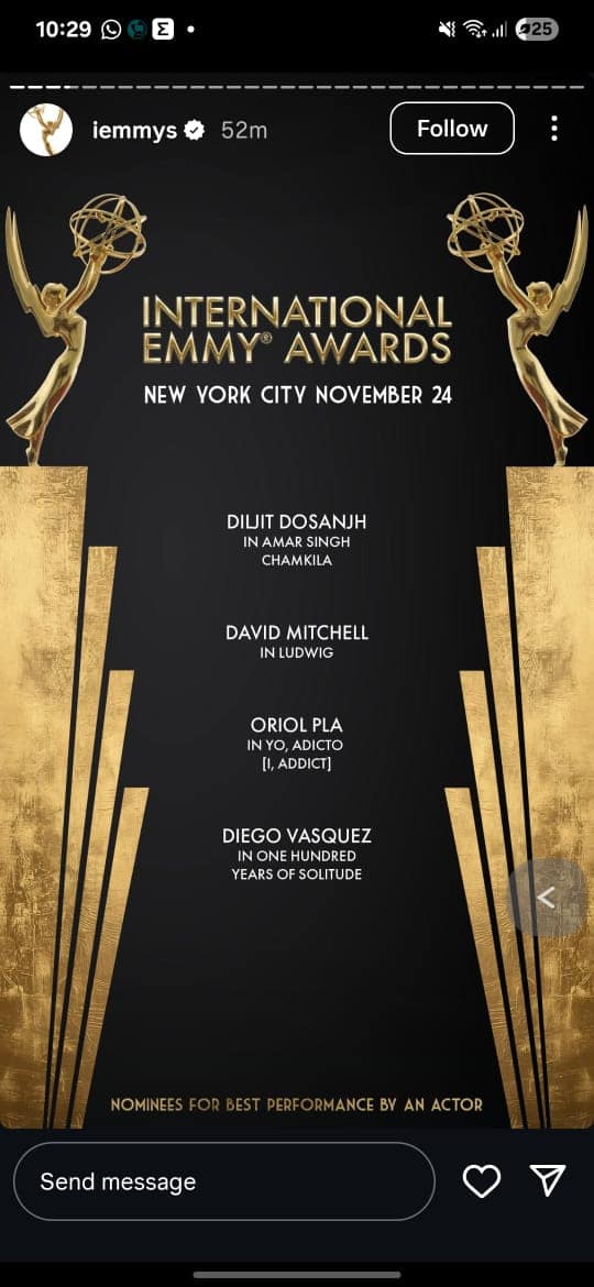 Diljit Dosanjh Bags International Emmy Nomination For Amar Singh Chamkila