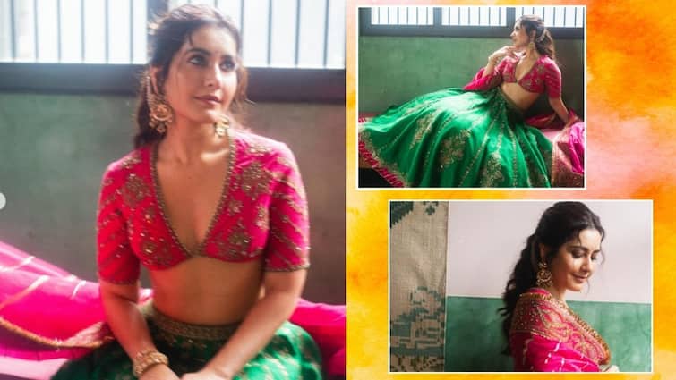करवा चौथ के लिए परफेक्ट रहेगा राशि खन्ना का ये ग्रीन-पिंक लहंगा लुक, यकीन मानिए हर कोई आपको चौदहवी का चांद कहेगा
