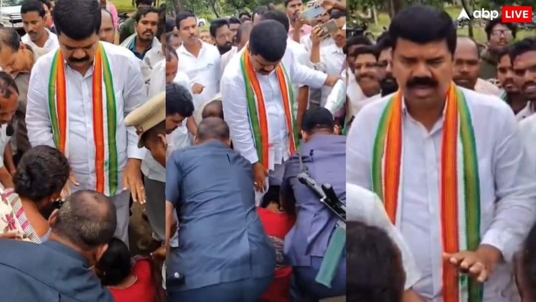 तेलंगाना: वन विभाग ने उजाड़ी किसान की फसल, न्याय की गुहार लगाते हुए MLA के पैरों में गिरा परिवा