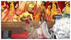 Rani Mukerji, Kajol Shine in Sarees at Durga Puja; Tanisha and Ayan Mukerji Join Festivities. See Pics