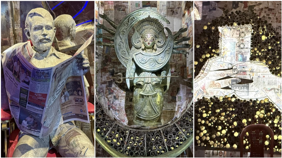Durga Puja 2025: Lake Town Sreepally Durga Puja Pandal Brings Newspaper-Themed ‘Nabikaran’ Concept In Kolkata — WATCH VIDEO
