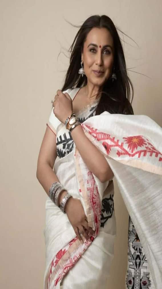 Rani Mukerji Radiates Festive Elegance In White Saree