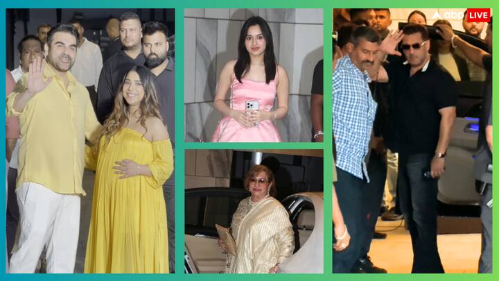 Shura Khan Baby Shower Photos: अरबाज खान दूसरी बार पिता बनने जा रहे हैं. उनकी सेकेंड वाइफ शूरा खान प्रेग्नेंट हैं और आज उनका बेबी शावर था. इस मौके पर पूरा खानदान उन्हें बधाई देने पहुंचा.