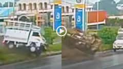 Video: भीषण हादसा! डिवाइडर तोड़ पलटकर दूसरी गाड़ी से टकराया टैंपो, रौंगटे खड़े कर देगा वीडियो