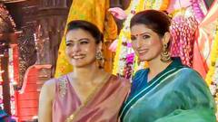 Twinkle Khanna Joins Kajol For Festive Clicks During Durga Puja Celebrations