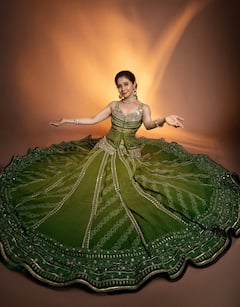 Urmila Matondkar Dazzles In Regal Green Lehenga, Shares Ashtami Outfit Inspiration