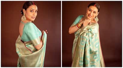 Festive Glow! Rani Mukerji Shines In Chandbalis & Banarasi Saree For Maha Navami; PICS