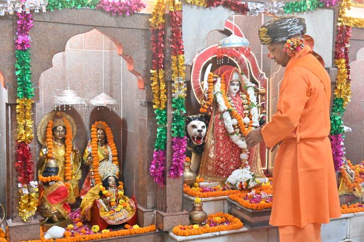 योगी आदित्यनाथ ने मंदिर में प्रतिष्ठित सभी देव विग्रहों का विशिष्ट पूजन किया. मुख्यमंत्री योगी आदित्यनाथ ने करबद्ध होकर श्रीनाथ जी और सभी देव विग्रहों की परिक्रमा भी की.