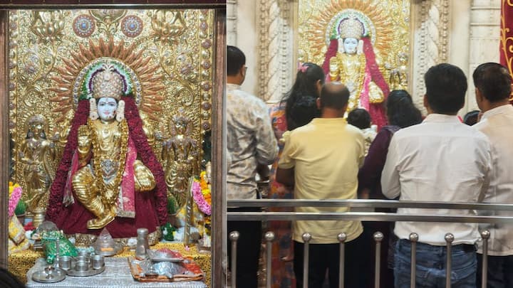 आकर्षक नक्षीकाम करुन ही सोन्याची साडी साकारण्यात आली आहे. त्यामुळे श्री महालक्ष्मी देवीचे हे सुवर्णवस्त्रातील रुप पाहण्याकरीता देवी भक्तांकडून दरवर्षी गर्दी केली जाते.