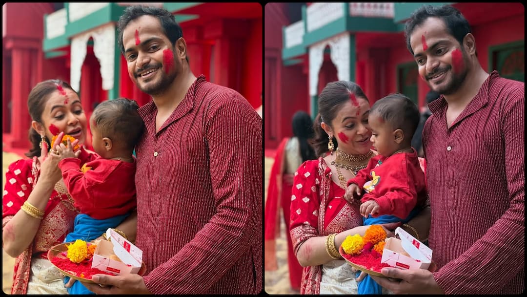 विजयदशमी पर देवोलीना भट्टाचार्जी का बंगाली लुक, मुस्लिम पति संग मनाया सिंदूर खेला