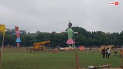 वाराणसी: BLW मैदान में रावण दहन की तैयारी, बारिश से बिगड़े पुतले को ठीक करने में जुटी टीमें