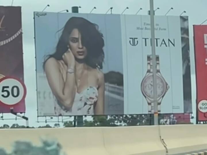 One striking image captured a massive billboard of Sobhita for a luxury watch brand.