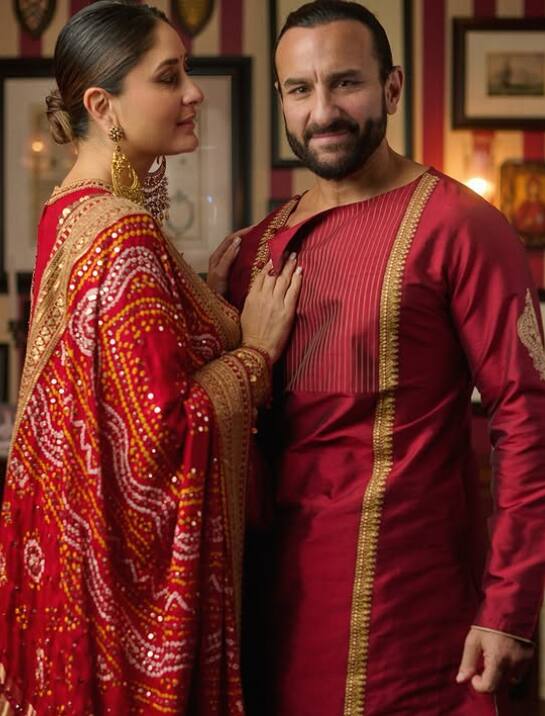 पति के सीने पर हाथ रख कर तस्वीर क्लिक कराना सबसे प्यारा एहसास है. आप भी करीना कपूर और सैफ अली खान के इस पोज को कॉपी कर करवाचौथ के मौके पर एक दूसरे पर प्यार लुटा सकते हैं.