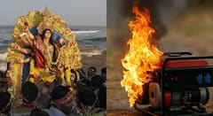 दुर्गादेवी विसर्जन मिरवणुकीत जनरेटरचा स्फोट; आगीचा मोठा भडका उडाला, दोन महिलांसह सात जण जखमी