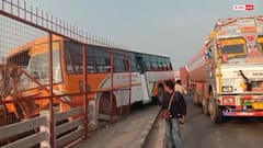 गढ़मुक्तेश्वर बृजघाट पुल पर गंगा नदी के ऊपर हवा में लटकी रोडवेज बस, यात्रियों की अटकी सांसें