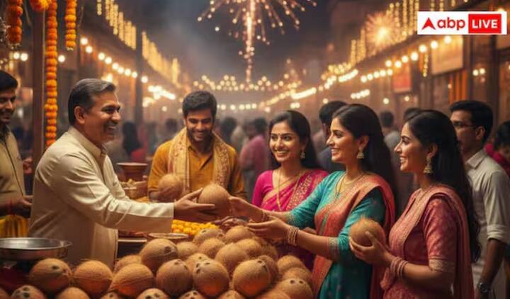 દિવાળી પર નારિયેળ ખરીદવું એ સંપત્તિ, સૌભાગ્ય અને સમૃદ્ધિને આકર્ષવા માટે શુભ માનવામાં આવે છે, કારણ કે તે દેવતાઓ અને શુભતા, ખાસ કરીને દેવી લક્ષ્મીનું પ્રતીક છે. પૂજા દરમિયાન નારિયેળ ચઢાવવાથી ધન વધે છે, અને તેને તિજોરીમાં રાખવાથી આર્થિક મુશ્કેલીઓ દૂર થાય છે અને ઘરમાં કાયમી સમૃદ્ધિ સુનિશ્ચિત થાય છે.