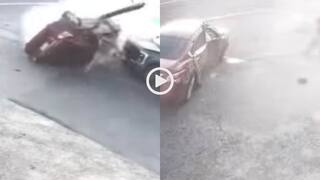 Video: बेकाबू कार ने मचाया कोहराम, पेट्रोल पंप पर पलटी, CCTV में कैद हुई पूरी घटना