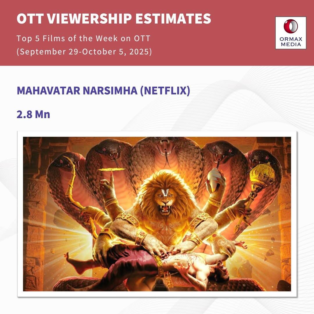 Top 5 Films On OTT This Week: 'महावतार नरसिम्हा'-'सैयारा' को पछाड़ OTT पर नंबर 1 बनी ये फिल्म, टॉप 5 में रजनीकांत की मूवी का नाम नहीं