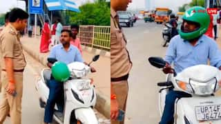 चालान कटना है कट जाए, गुटखा नहीं थूकूंगा... बिना हेलमेट पुलिस ने रोका, फिर भी मुंह में भरे रहा पीक; वीडियो वायरल