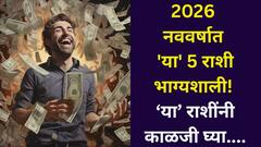 2026 नववर्ष 'या' 5 राशींचं भाग्य घेऊन येतोय! पैसा, करिअरमध्ये जबरदस्त यश, कोणत्या राशी काळजी घ्याल? वार्षिक भाग्यशाली राशी