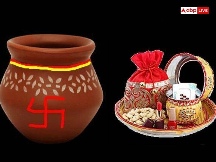 करवा, मिट्टी या धातु का कलश होता है. इसमें जल भरकर ढक्कन लगाकर ऊपर मठाई रखी जाती है. वहीं पूजा की थाली में रोली, अक्षत, दीपक, सिंदूर, कुमकुम, फूल और मिठाई होती है.