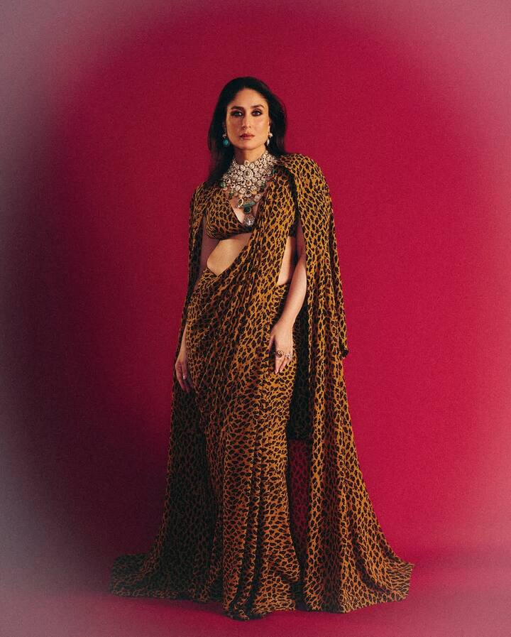 बेबो ने अपना ये दिलकश अवतार गले में हैवी नेकलेस, ग्लोसी मेकअप और खुले बालों के साथ पूरा किया है.