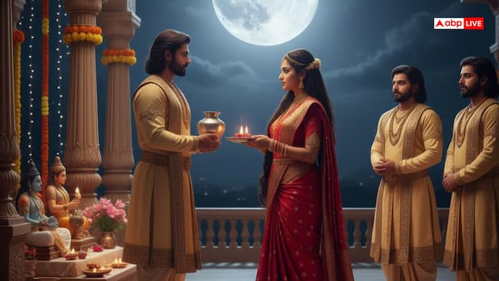 महाभारत काल के अनुसार, द्रौपदी ने पांडवों की विजय के लिए करवा चौथ का व्रत किया था, जिसमें उन्होंने चंद्रमा के उदय होने तक उपवास किया और चंद्रमा के बाद अपने पति के हाथ से पानी पीकर अपना व्रत खोला. शास्त्रों में इस व्रत का वर्णन मिलता है, जिसमें महिलाएं अपने पति की विजय, कल्याण और प्रेम के लिए भगवान शिव, पार्वती, गणेश, कार्तिकेय और चंद्रमा की पूजा करती हैं.