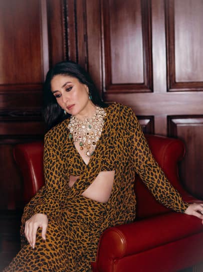 तिने साडीला मॅचिंग डीप नेक ब्रॅलेट ब्लाउज आणि फुल स्लीव्ह केपसह परिधान केले, जे छान आणि स्टाईलिश दिसत होते.