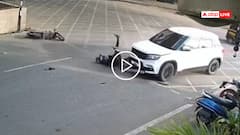 Watch: वीडियो देख बताएं गलती किसकी? चौराहे पर कार-बाइक की जोरदार टक्कर, उछलकर गिरा युवक