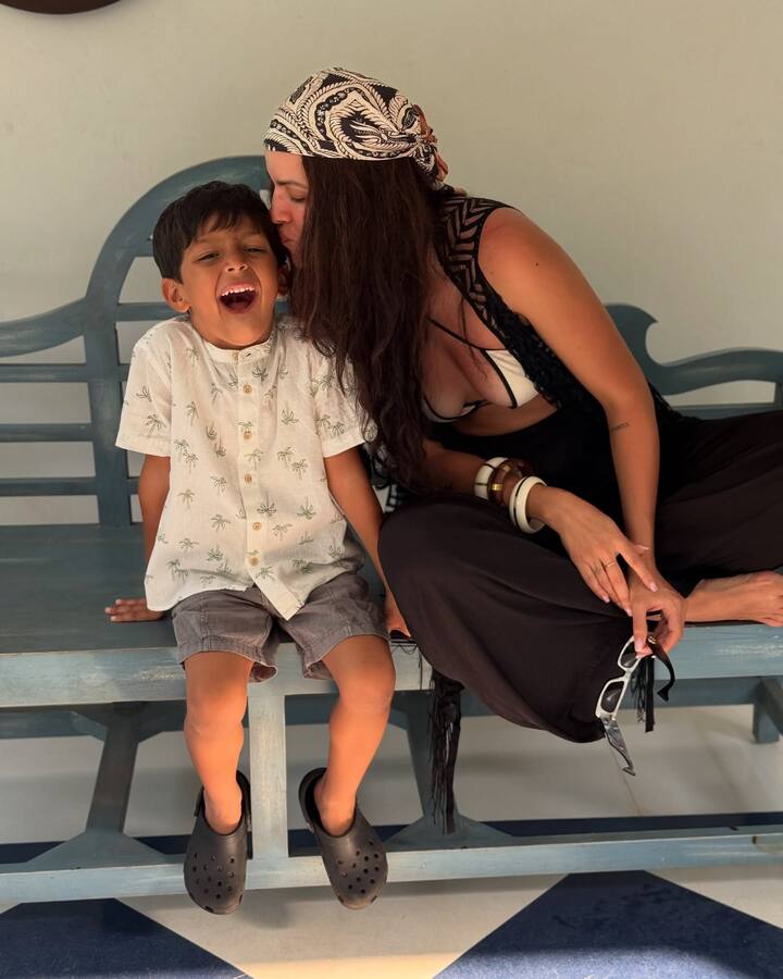 She often shares pictures with her son on social media.