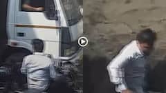 Video: फुर्ती से बच गई बाइक वाले की जान! बाइक के ऊपर पलट गया ट्रक, वीडियो देख थम जाएंगी सांसें