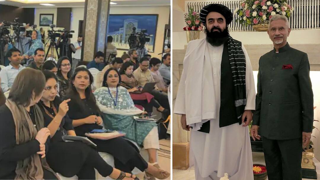 amir khan muttaqi taliban india relations press conference 2025 दिल्लीत पत्रकार परिषदेला महिला पत्रकारांची एन्ट्री बॅन करणाऱ्या तालिबानी परराष्ट्र मंत्र्यांना अखेर उपरती; महिला पत्रकारांना अखेर बोलावलं