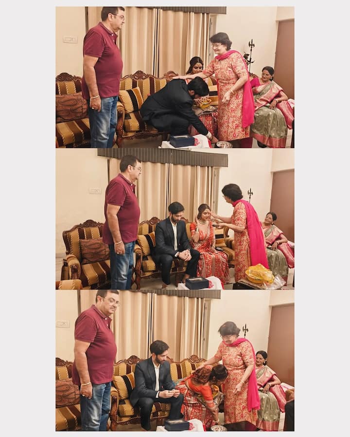 আংটি বদল করে বাগদান সেরেছেন নন্দীশ ও রশ্মিকা, সাক্ষী ছিল গোটা পরিবার। দুই পরিবারের উপস্থিতিতে, সবার সম্মতিতেই বাগদান সারেন এই জুটি। অভিনয় থেকেই তাঁদের আলাপ আর সেই আলাপ এবার গড়ায় বিয়ের পিঁড়িতে।