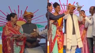 Ajit Pawar in Satara: औंधच्या राणीसाहेबांनी म्यानातून तलवार उपसली, हवेत नाचवली, अजित पवार बघतच बसले