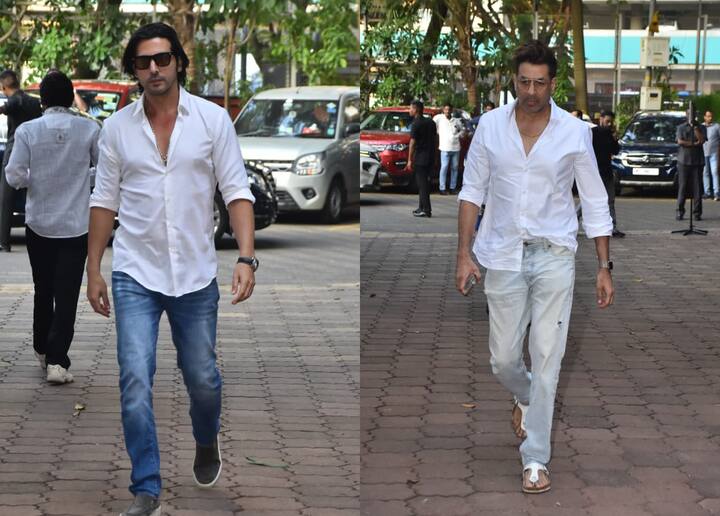 Actors Zayed Khan and Rajat Bedi were also spotted in casual look. Both the actors were seen in white shirt and blue jeans.