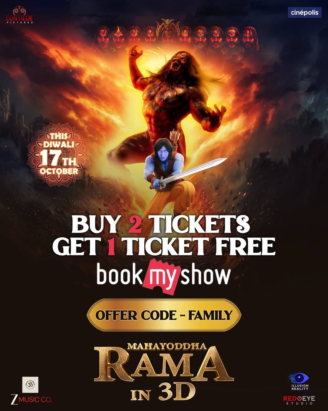 2 टिकट के पैसे देकर 3 लोग देख पाएंगे 'महायोद्धा राम 3डी', मेकर्स ने 'भक्तों' को दी दिवाली ट्रीट