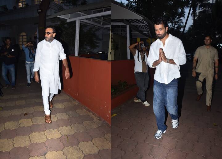 Jackie Shroff also arrived wearing white kurta pajama to pay tribute to Pankaj Dheer. During this, Sonu Sood was also seen in casual look.