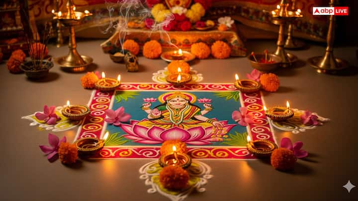 अगर आपको अपने पूजा रूम में कोई रंगोली बनानी है, तो फिर आप मां लक्ष्मी की रंगोली डिजाइन ट्राई कर सकती हैं. ये आपके पूजा रूम को बहुत ही अच्छा लुक दे देगा.