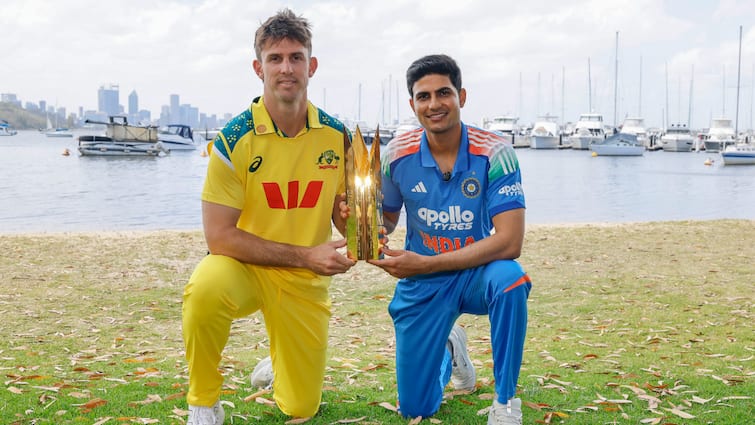 IND vs AUS: Captains Gill And Marsh Pose With Trophy Ahead Of ODI Showdown In Perth