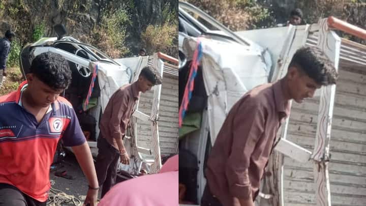 चांदशैली घाटातून पिकअप गाडी जात असताना चालकाचे गाडीवरील नियंत्रण सुटले आणि मोठा अपघात झाला.