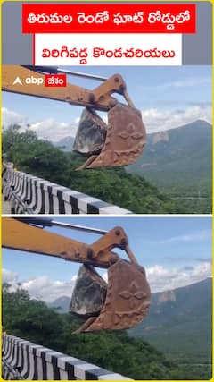 తిరుమల రెండో ఘాట్ రోడ్డులో  విరిగిపడ్డ కొండచరియలు