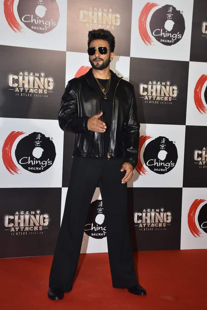 Actor Ranveer Singh was also spotted at the Ching's Ad event.