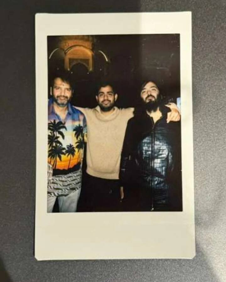In a photo of the birthday celebration, Anant Ambani was seen posing with his brother Akash and brother-in-law.