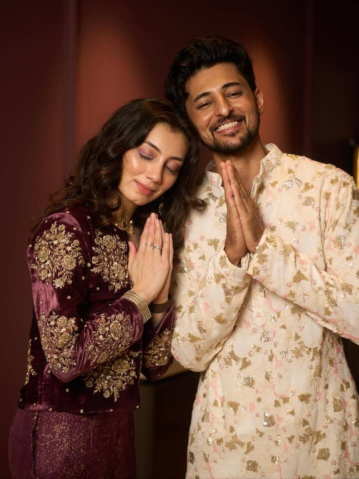 Talking about the look, Darshan wore an off white colored kurta, while Dharal wore a wine colored Indo Western outfit.