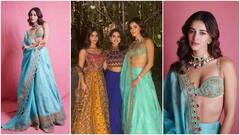 फिरोजी ब्रालेट ब्लाउज और लहंगे में हुस्न परी लगीं अनन्या पांडे, देखें तस्वीरें