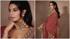 Jacqueline Fernandez Aces Traditional Elegance In Vibrant Red Saree; PICS