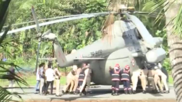 <div>President Murmu's Chopper Stuck In Newly-Concreted Helipad In Kerala, Staff Pushes Sunken Wheels: WATCH</div>