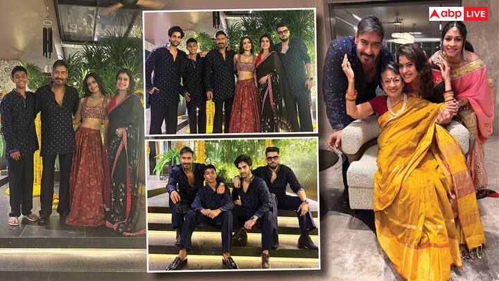 Kajol Diwali Celebration: काजोल और अजय देवगन ने अपने पूरे परिवार के साथ दिवाली मनाई. एक्ट्रेस ने अब सोशल मीडिया पर दिवाली सेलिब्रेशन की फोटोज शेयर की हैं जिनमें देवगन फैमिली का शानदार लुक दिखा.