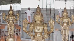 மாமல்லபுரத்தில் 40 நாளில் அதிசயம்! 21 அடி தன்வந்திரி பெருமாள் சிலை: சிற்பிகளின் சாதனை!